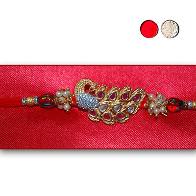 "AMERICAN DIAMOND (AD) RAKHI -AD 4150A- code009(Single Rakhi) - Click here to View more details about this Product